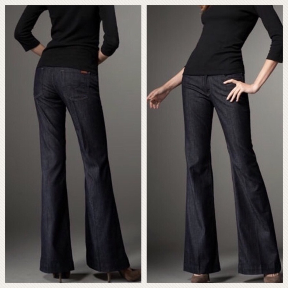 7 for all Mankind Ginger Wide leg Flare Dark wash